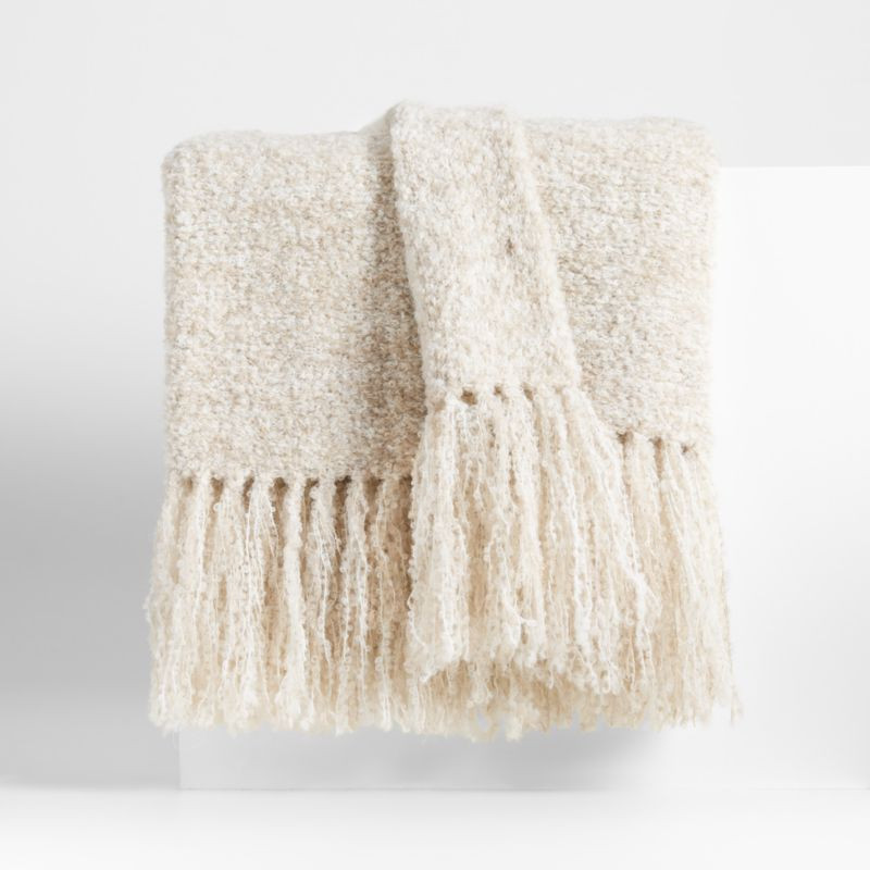 Brushed Alpaca Fringe 70"x50" Alba Ivory Throw Blanket by Laura Kim | Crate & Barrel | Crate & Barrel
