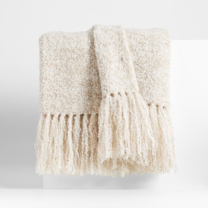 Brushed Alpaca Fringe 70"x50" Alba Ivory Throw Blanket by Laura Kim | Crate & Barrel | Crate & Barrel