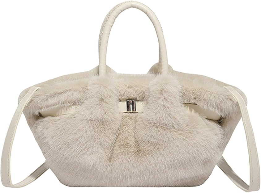 Furry Purse Mini Fluffy Tote Bag Designer Fuzzy Crossbody Handbag Faux Fur Purses for Women Plush... | Amazon (US)