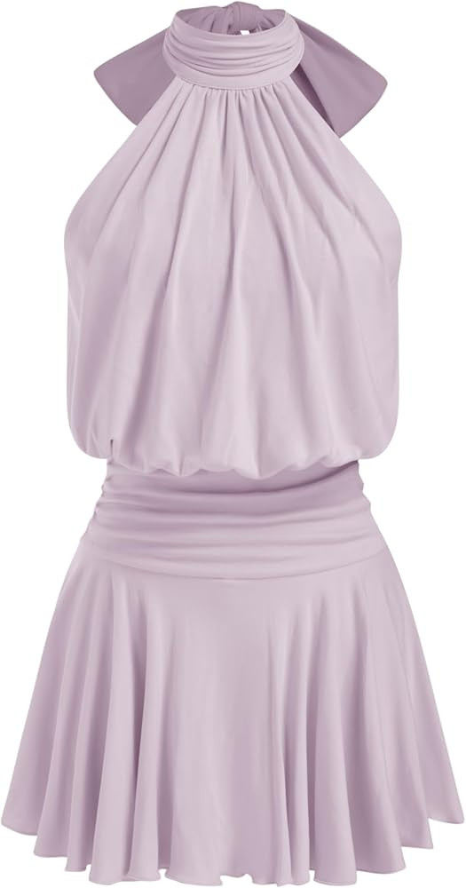 CIDER Stand Collar Sleeveless Mini Dress - Women Button Scarf A Line | Amazon (US)