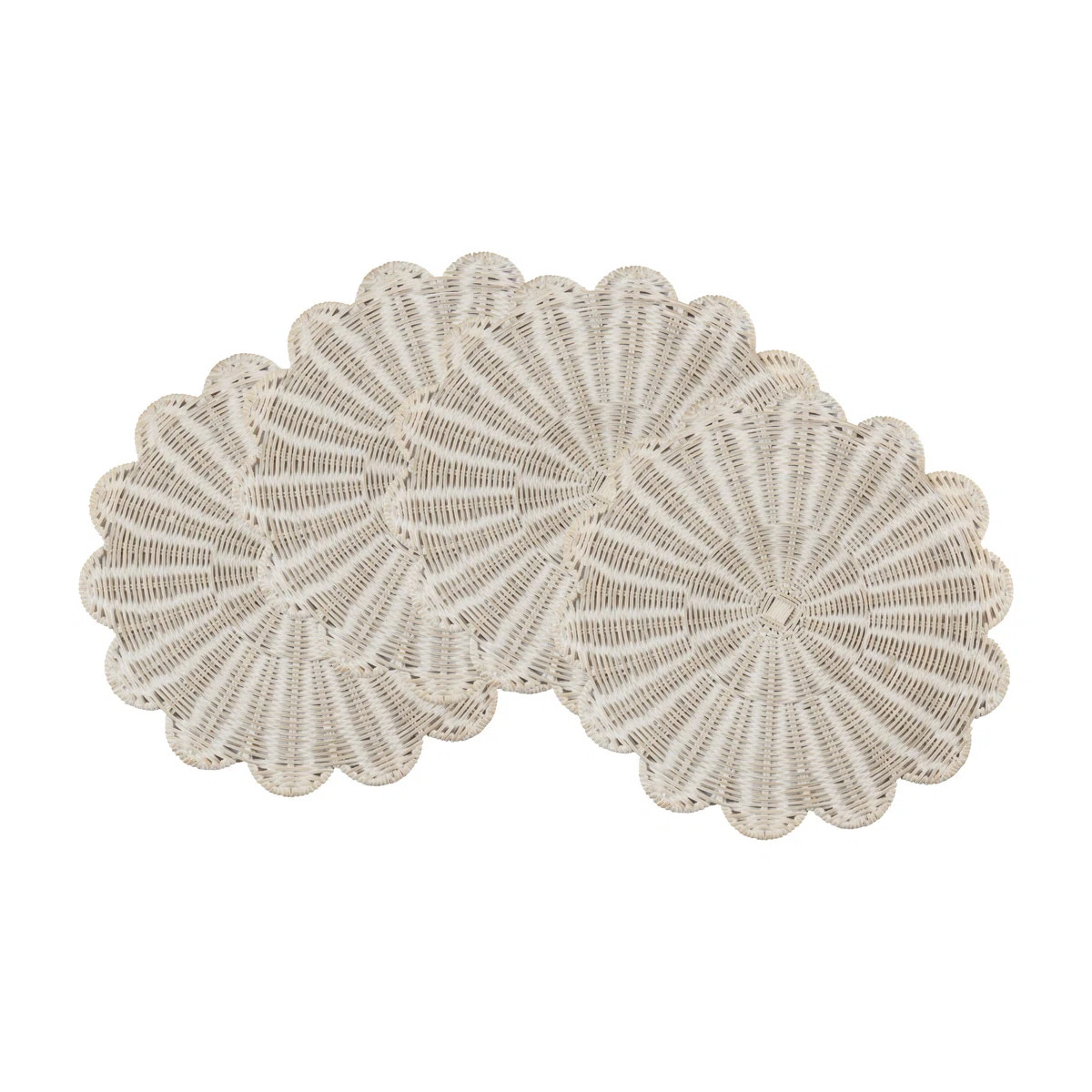 Rattan Placemats (Set of 4) – Handwoven Scalloped Design for Dining & Entertaining, 15" (Set of... | Wayfair North America