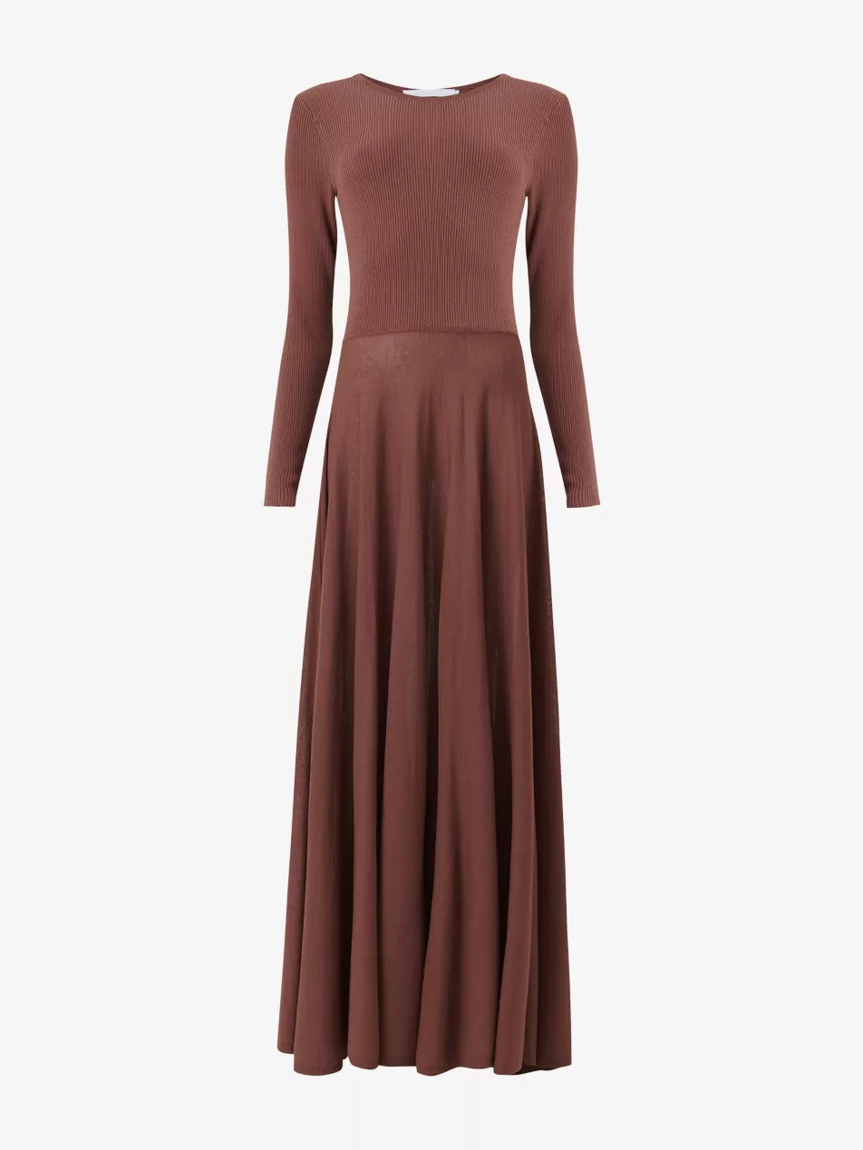 Long-Sleeve Fit and Flare Knitted Maxi Dress | Selfridges