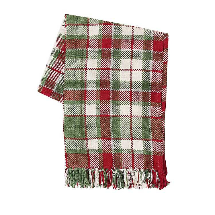 Red Green White Plaid Christmas Throw Blanket | Kirklands