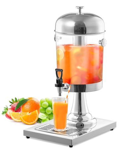 2 Gallon Drink Dispensers for Parties, Easy-to-Clean Drip Tray Design, Hot & Cold Dual-Use Stainless Steel Beverage Dispenser with Stand, Juice Dispenser with Ice Core, Spigot | Amazon (US)