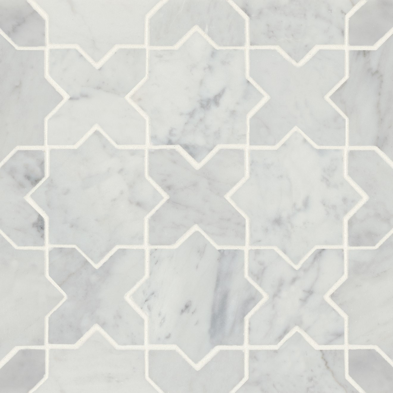 Monet Honed Marble Mosaic 6 Tile in White Carrara | Bedrosians Tile and Stone