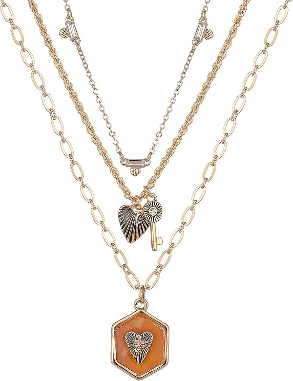 ZMNNOPPAB Layered Evil Eye Necklace and Hamsa Hand Necklace for Women,14K Gold Plated Coin Heart ... | Amazon (US)