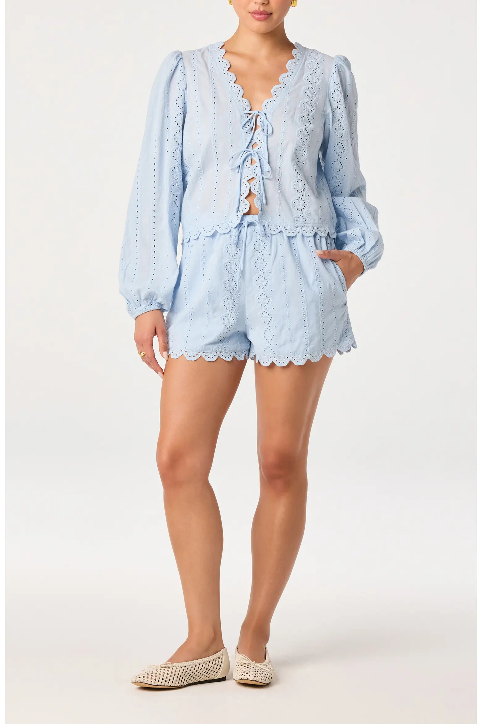 Leah Tie Front Eyelet Top (Women) | Nordstrom | Nordstrom