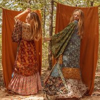 Hippie Bohemian Patchwork Silk Kimono, Recycled Bell Sleeve Boho Open Cardigan, Beautiful Robe, Bridesmaid Robe Xs-Xl, Gift For Her | Etsy (US)