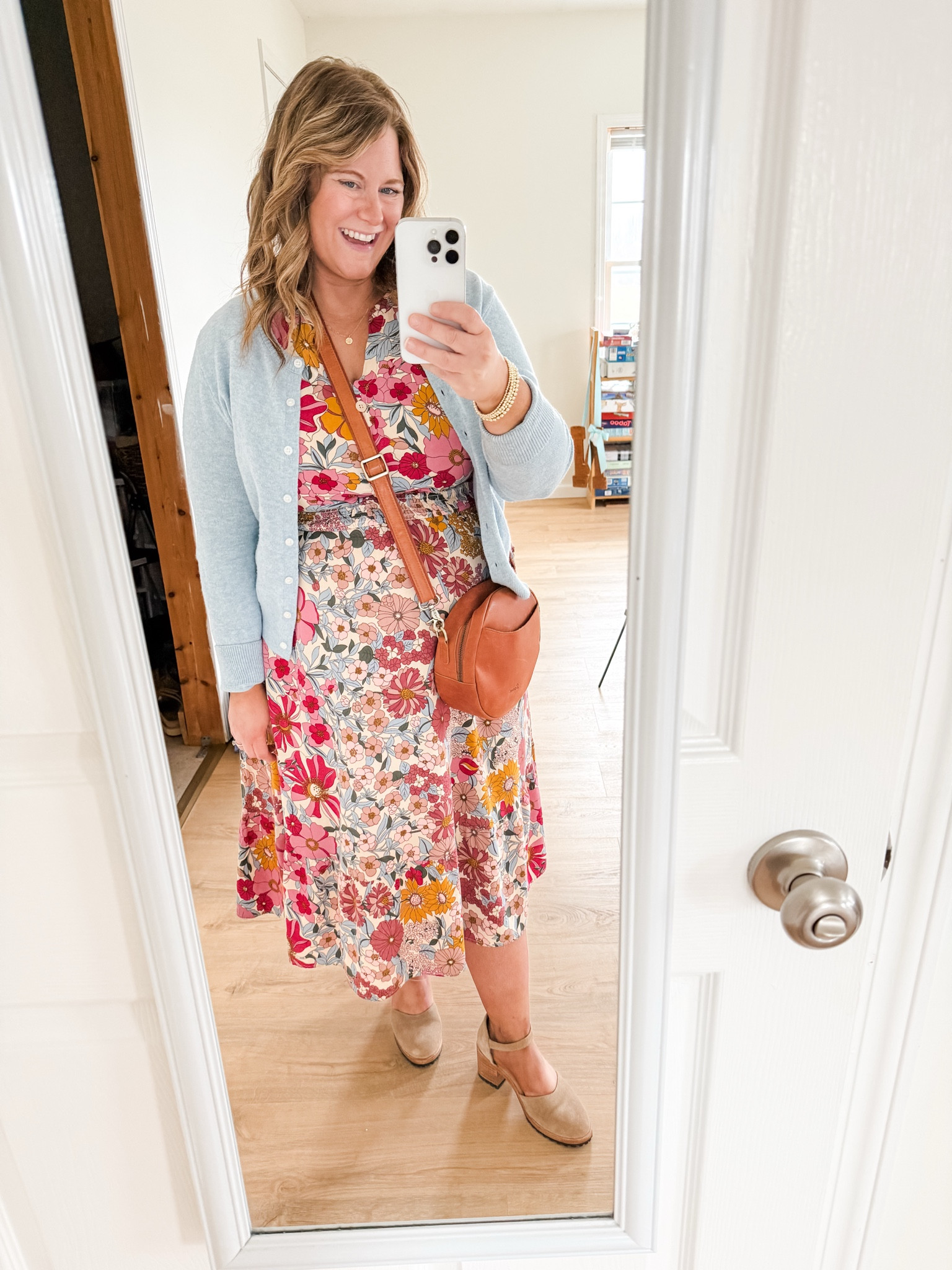 Church outfit! Wearing an XL in my dress - 21 weeks pregnant.  Almost everything else is older so linked similar.  Dress would be pretty for Easter, a baby shower or a wedding! 

#LTKMidsize #LTKBump #LTKSeasonal