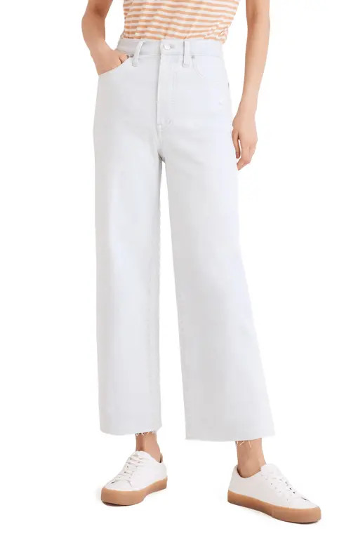 Madewell The Perfect Raw Hem Crop Wide Leg Jeans in Bosworth Wash at Nordstrom, Size 31 | Nordstrom