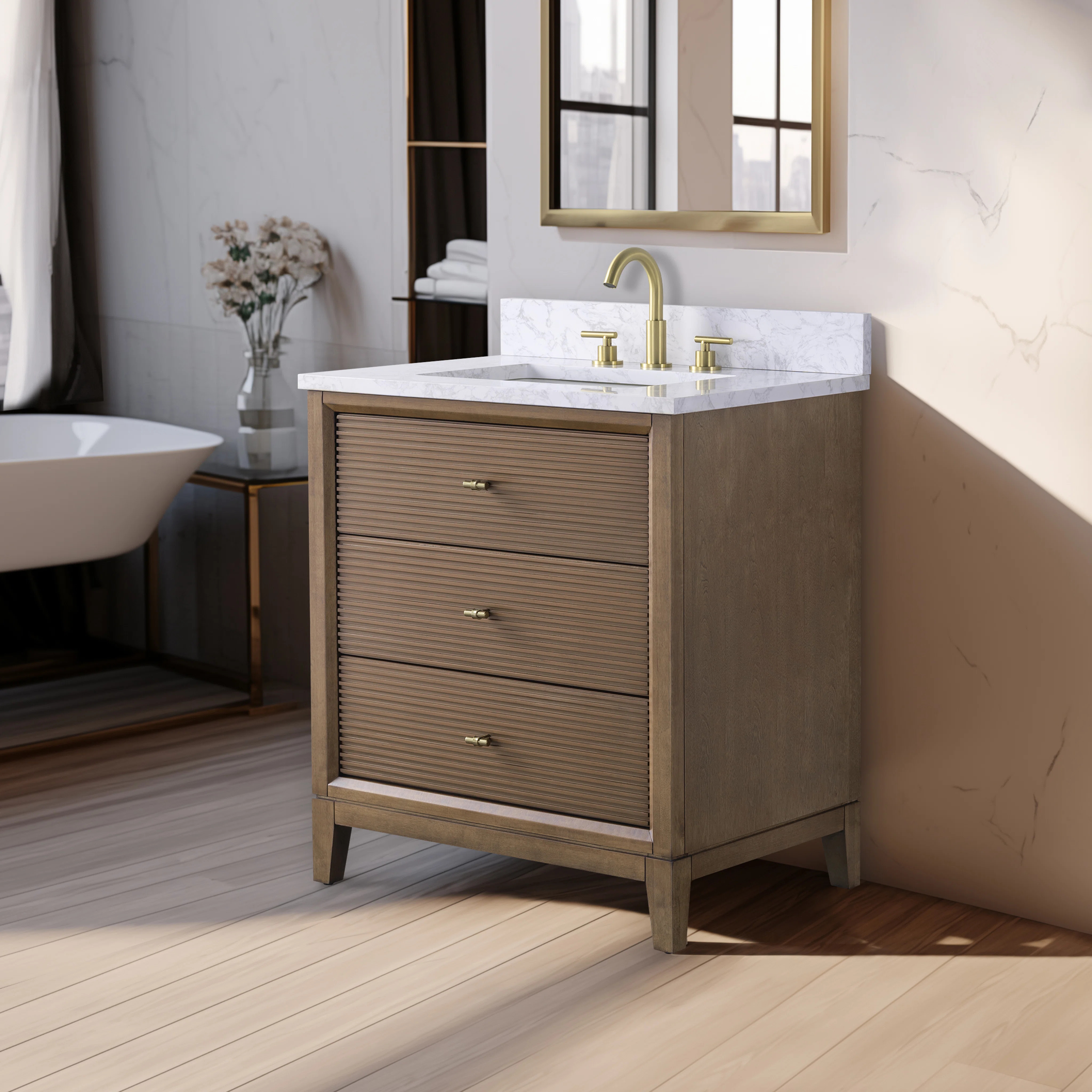 30" Single Bathroom Vanity with Engineered Marble Top | Wayfair North America