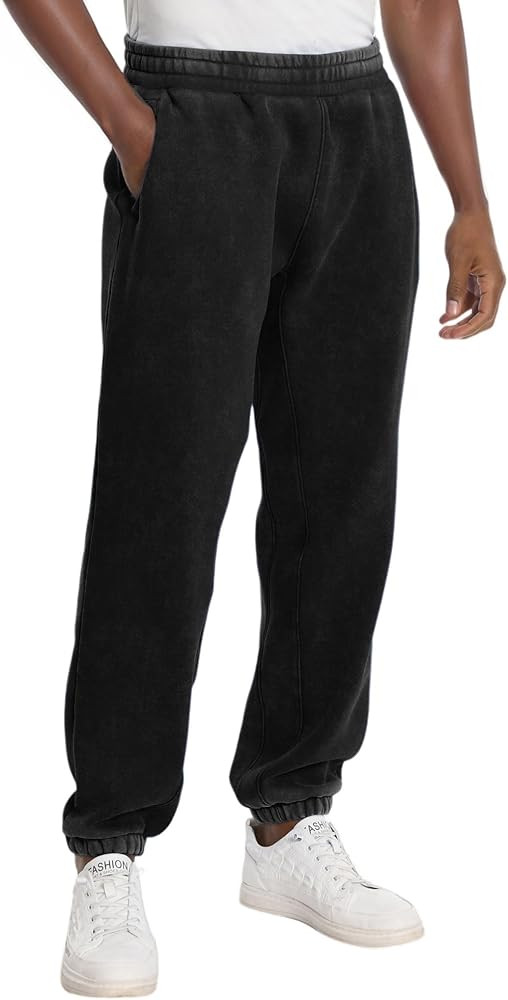FAIABLE Heavyweight Fleece-Lined Joggers for Men, Winter Warm Washed Sweatpants Relaxed Fit Taper... | Amazon (US)
