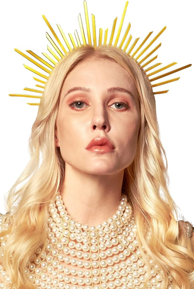 Zivyes Halo Crown Sunburst Spike Crown Headpiece Mary Headband Women's Halloween Costume | Amazon (US)