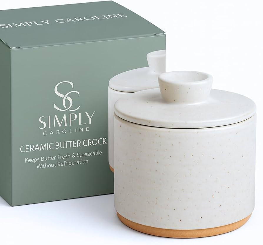 Butter Crock with Lid for Countertop – Sized for Families, Ceramic French Butter Dish with 3-St... | Amazon (US)