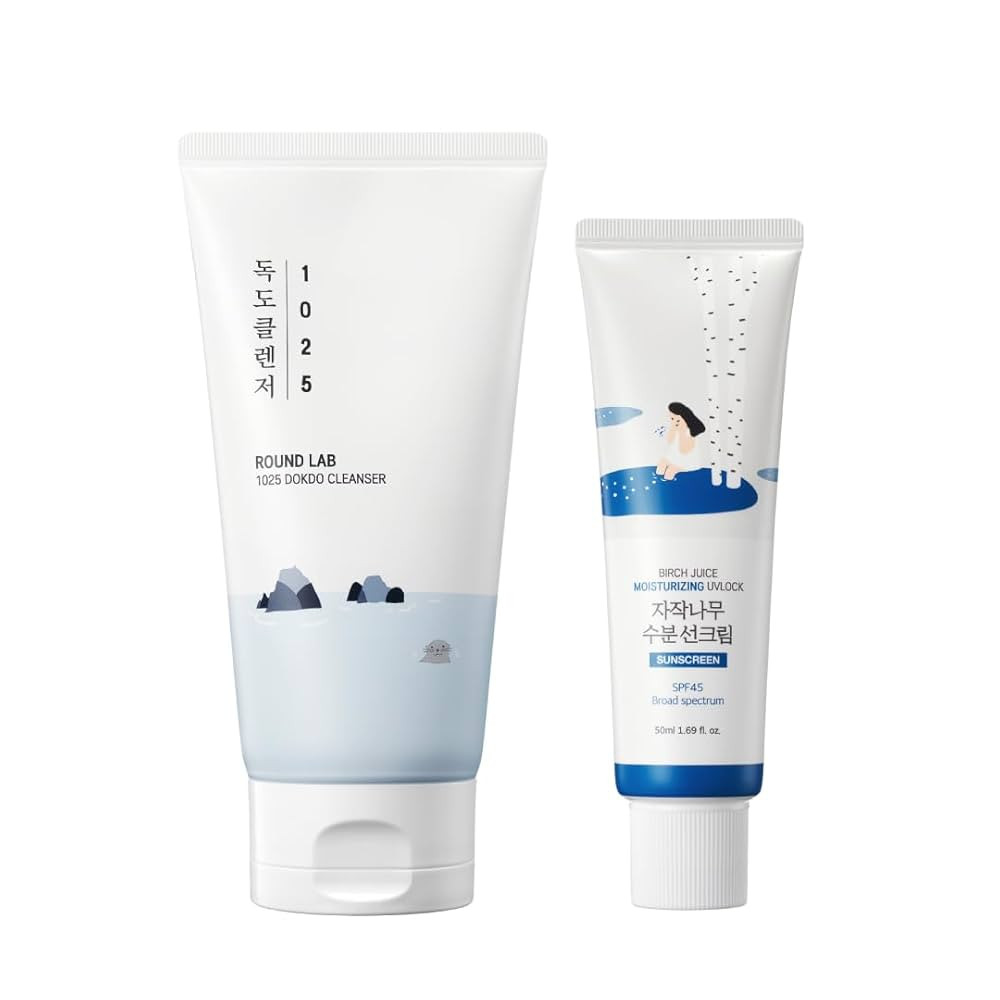 ROUND LAB 1025 Dokdo Cleanser 150ml+Birch Juice UVLock Sunscreen Set | Hydration toner, gentle ex... | Amazon (US)