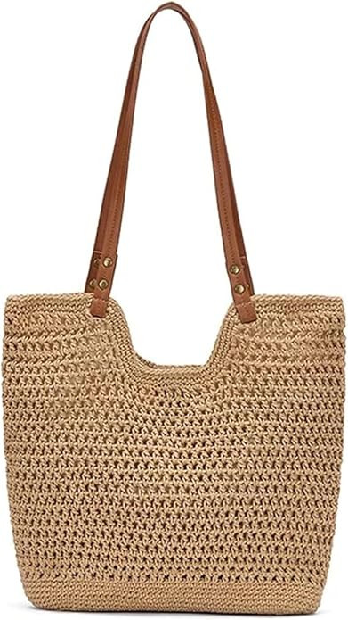 Crochet Beach Bag for Women - Boho Woven Shoulder Bag, Knitted Mesh Tote Purse for Vacation, Trav... | Amazon (CA)