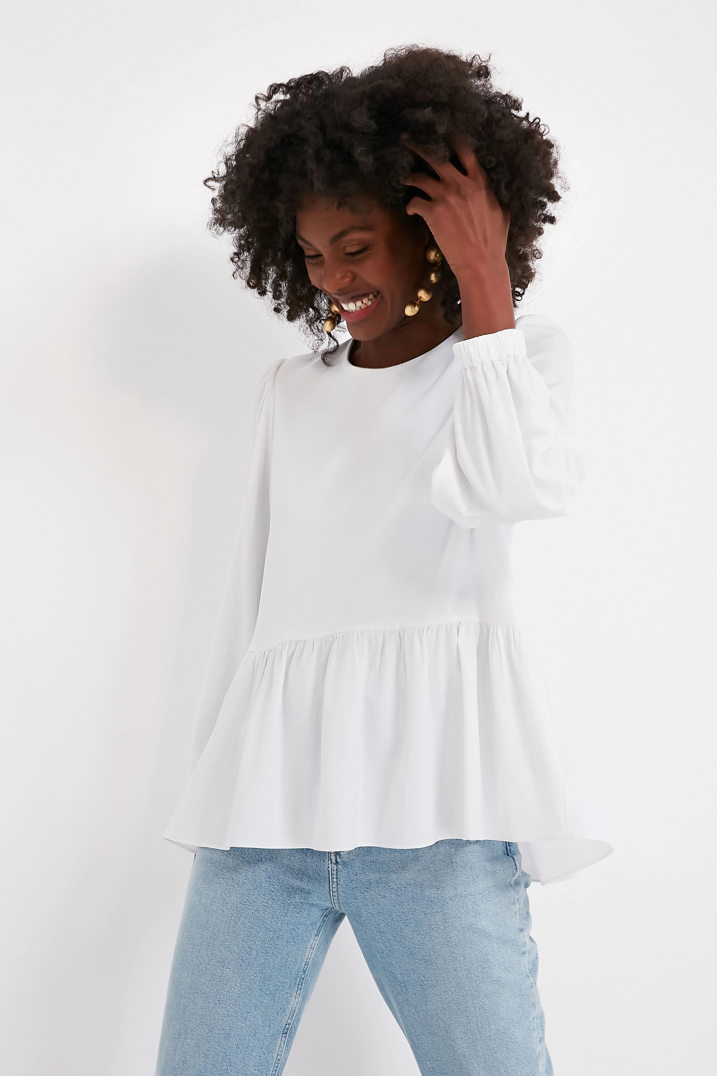 White Carlota Peplum Blouse | Tuckernuck (US)
