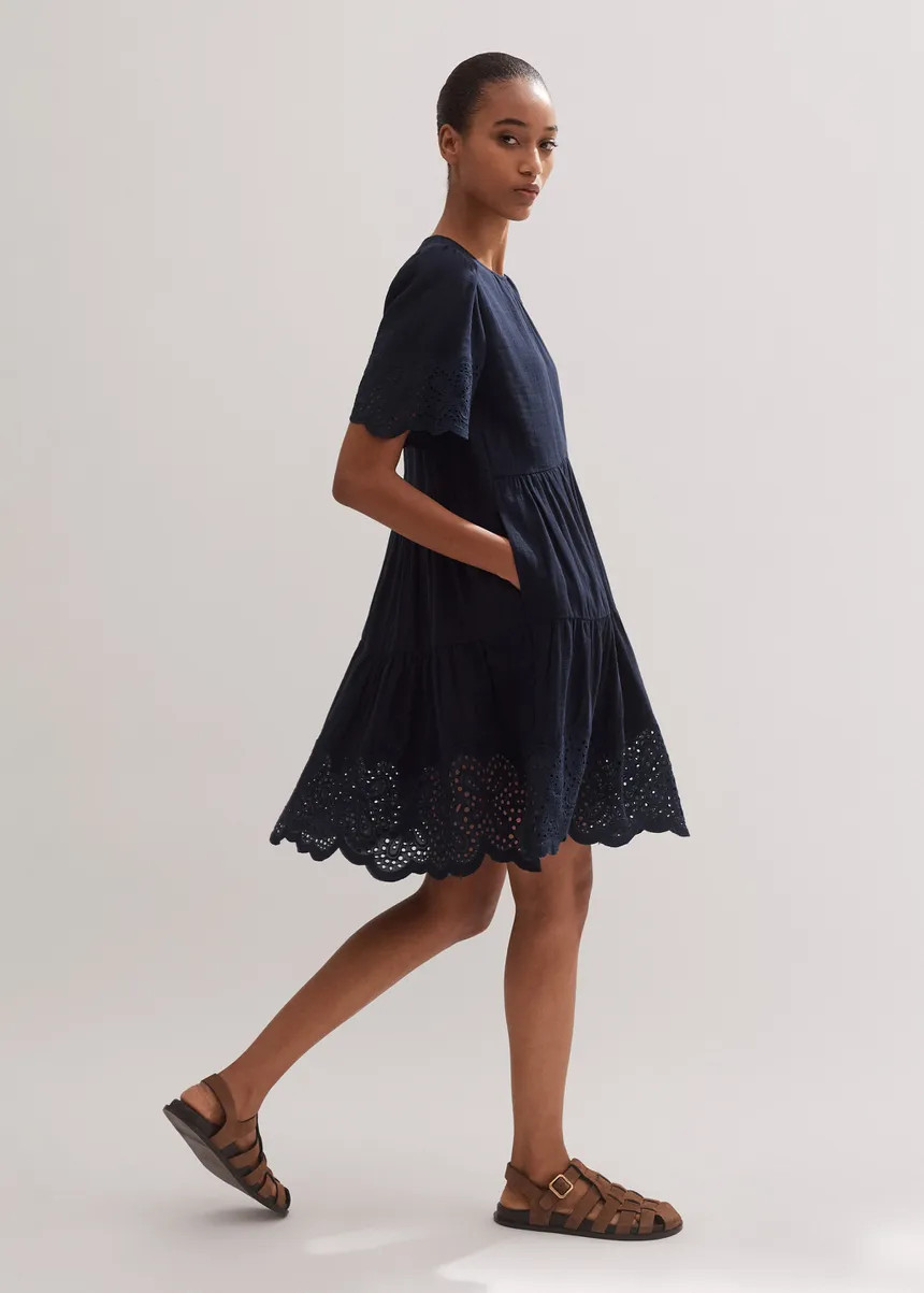 Cheesecloth Broderie Short Swing Dress + Belt | ME+EM US