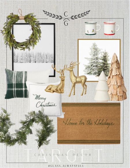 Target Christmas decor, target wreath, target holiday decor, target Christmas pillows, target Christmas trees, holiday art, neutral Christmas decor, natural Christmas decor, Christmas door mat, green and gold Christmas. Callie Glass @glass_alwaysfull 

#LTKSeasonal #LTKHoliday #LTKhome