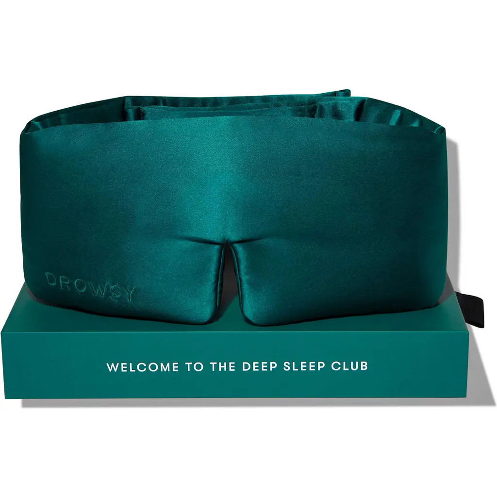 Drowsy Sleep Co. Silk Sleep Mask in Green Sapphire at Nordstrom | Nordstrom