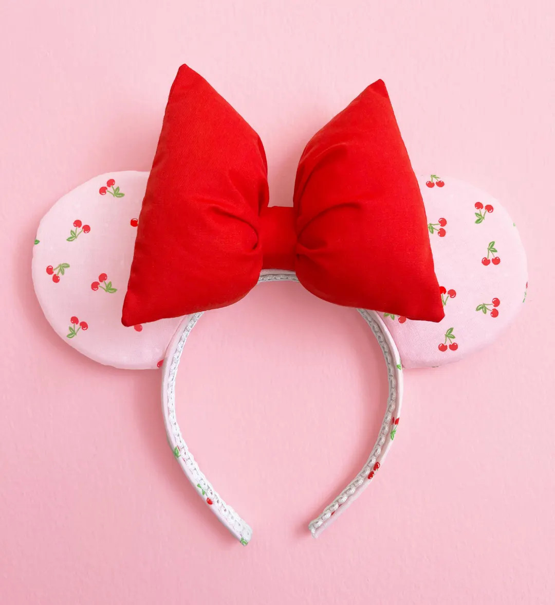Minnie Cherry Ear Pink Minnie Ear Red Mickey Ear Cherry Pink Ear Valentines Day Minnie Ear Vday E... | Etsy (US)