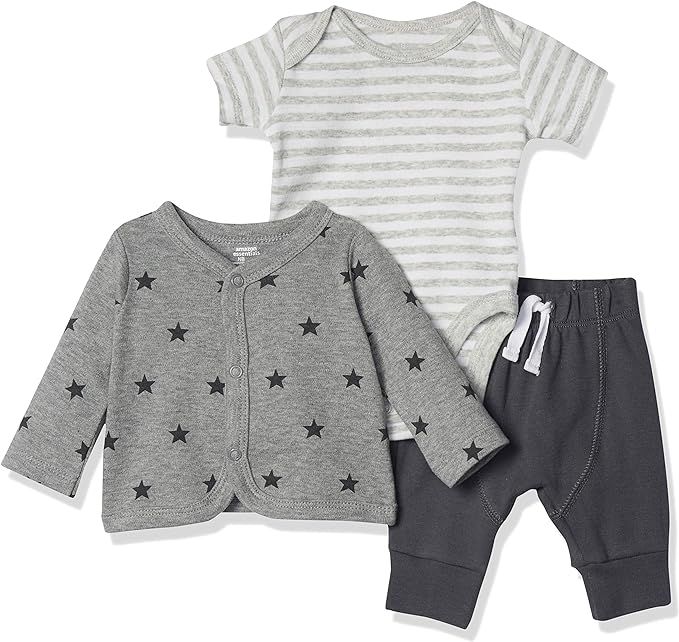 Amazon Essentials Baby Infant Cotton Cardigan, Pants, Bodysuit Outfit Sets | Amazon (US)
