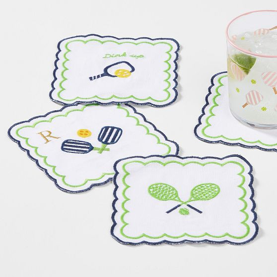 Sports Embroidered Coasters, Set of 4 | Mark and Graham