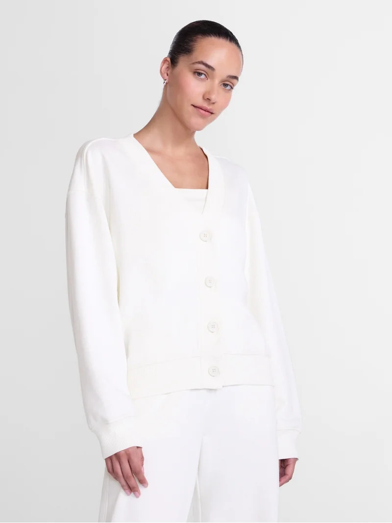 Athletic Works Women's and Women's French Terry Cardigan with Long Sleeves, Sizes XS-4X | Walmart (US)