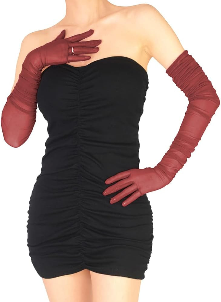 Women's Sexy Sheer Gloves Mesh Tulle Super Long Gloves Opera Christmas Costume Party Dance Glove | Amazon (US)