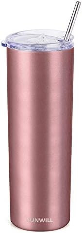 SUNWILL Straw Tumbler Skinny Travel Tumbler with Lid, Vacuum Insulated Double Wall Stainless Stee... | Amazon (US)