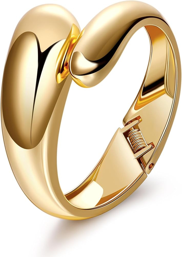 1-3PCS 18K Gold Plated Cuff Bracelets for Women Chunky Wide Bangle Bracelet Irregular Wrist Cuff ... | Amazon (US)