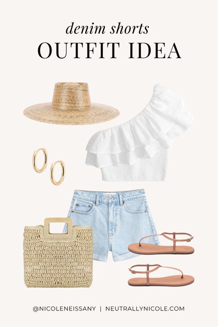 Cute casual jean/denim shorts outfit idea

// cute denim shorts outfit idea, cute jean shorts outfit, denim shorts outfit summer, jean shorts outfit summer, mom shorts outfit, summer shorts outfits, summer outfit, summer outfits, summer fashion 2024, casual summer outfit, summer date night outfit, travel outfit, vacation outfit, one shoulder crop top, straw boater hat, summer hat, sun hat, strappy sandals, summer shoes, summer bag, woven tote bag, straw tote bag, gold hoop earrings, Abercrombie, Amazon fashion, Amazon finds, neutral outfit, neutral fashion, neutral style, Nicole Neissany, Neutrally Nicole, neutrallynicole.com (5/22)

#liketkit 

#LTKFindsUnder50 #LTKSaleAlert #LTKShoeCrush #LTKFindsUnder100 #LTKStyleTip #LTKItBag #LTKTravel