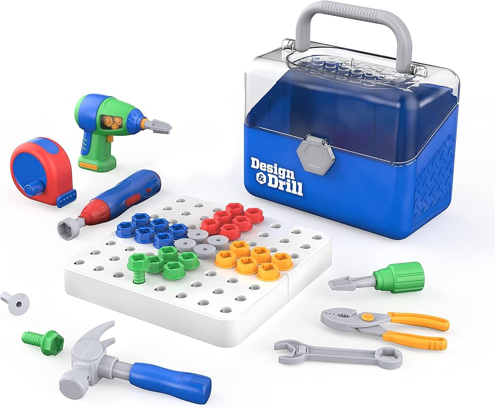 Educational Insights Design & Drill Toolbox, STEM Toy, 70 Pieces with Kid-Friendly Electric Drill... | Amazon (US)