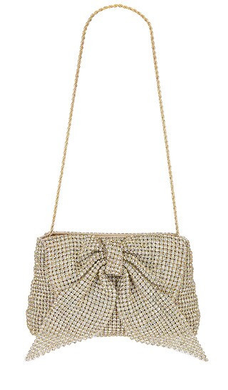 Loeffler Randall Jolene Diamante Bow Clutch in Metallic Gold. | Revolve Clothing (Global)