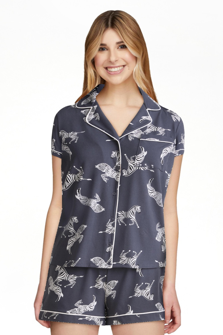 Joyspun Women’s Dreamy Soft Collection Short Sleeve Knit Notch Collar Top and Shorts Pajama Set... | Walmart (US)