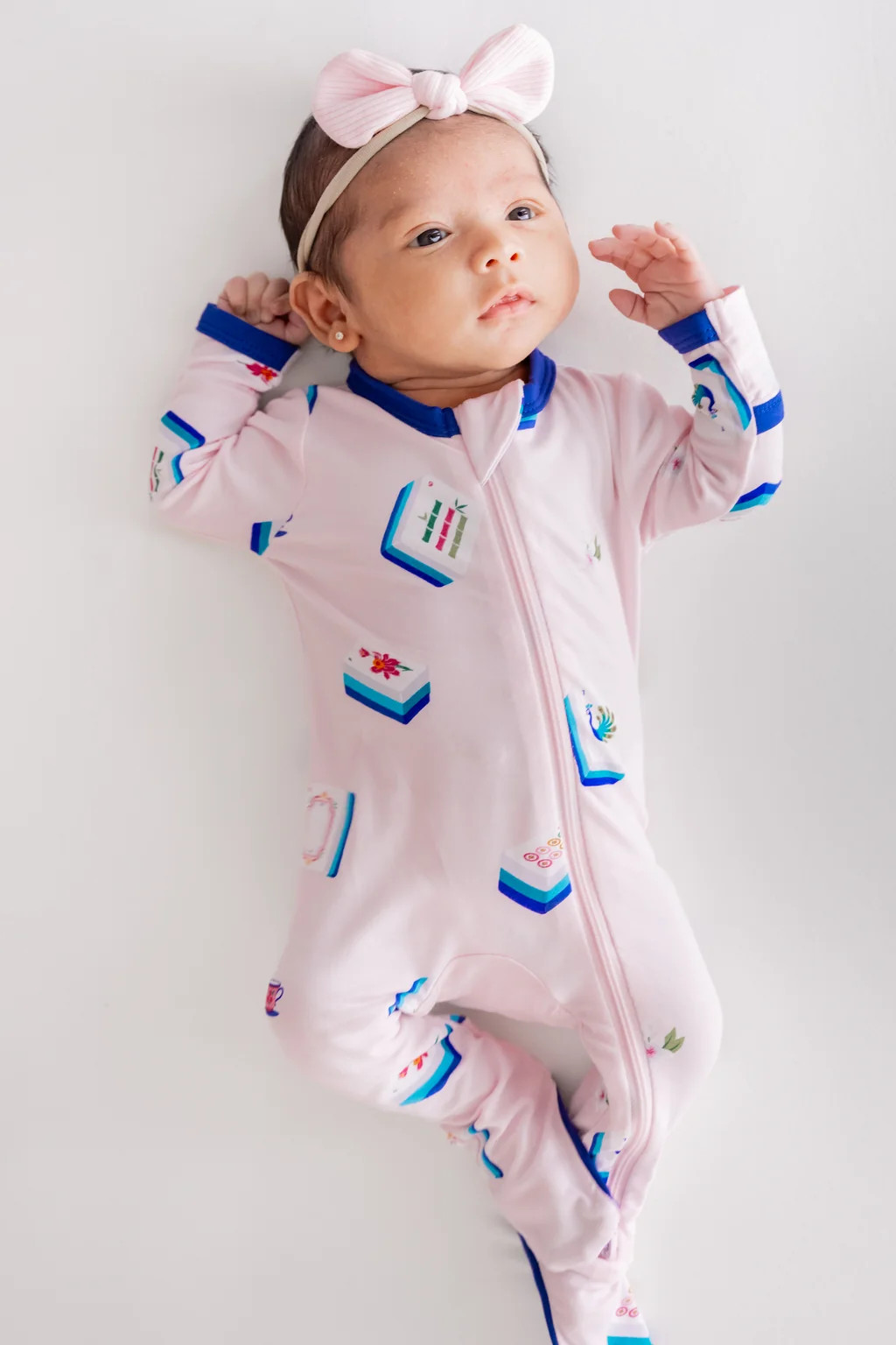 Zippered Footie in Sakura Mahjong | Kyte Baby