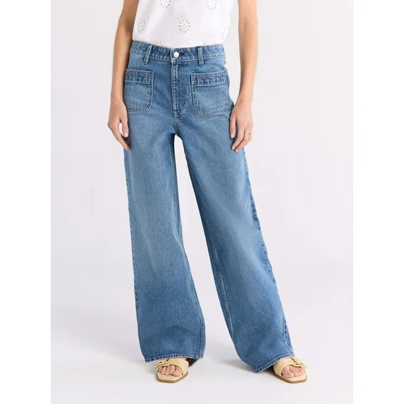 Free Assembly's Women's and Women's Plus Wide Leg Jeans with Patch Pockets, 30", 32", and 34" Ins... | Walmart (US)