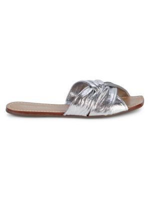 Metallic Leather Slides | Saks Fifth Avenue OFF 5TH