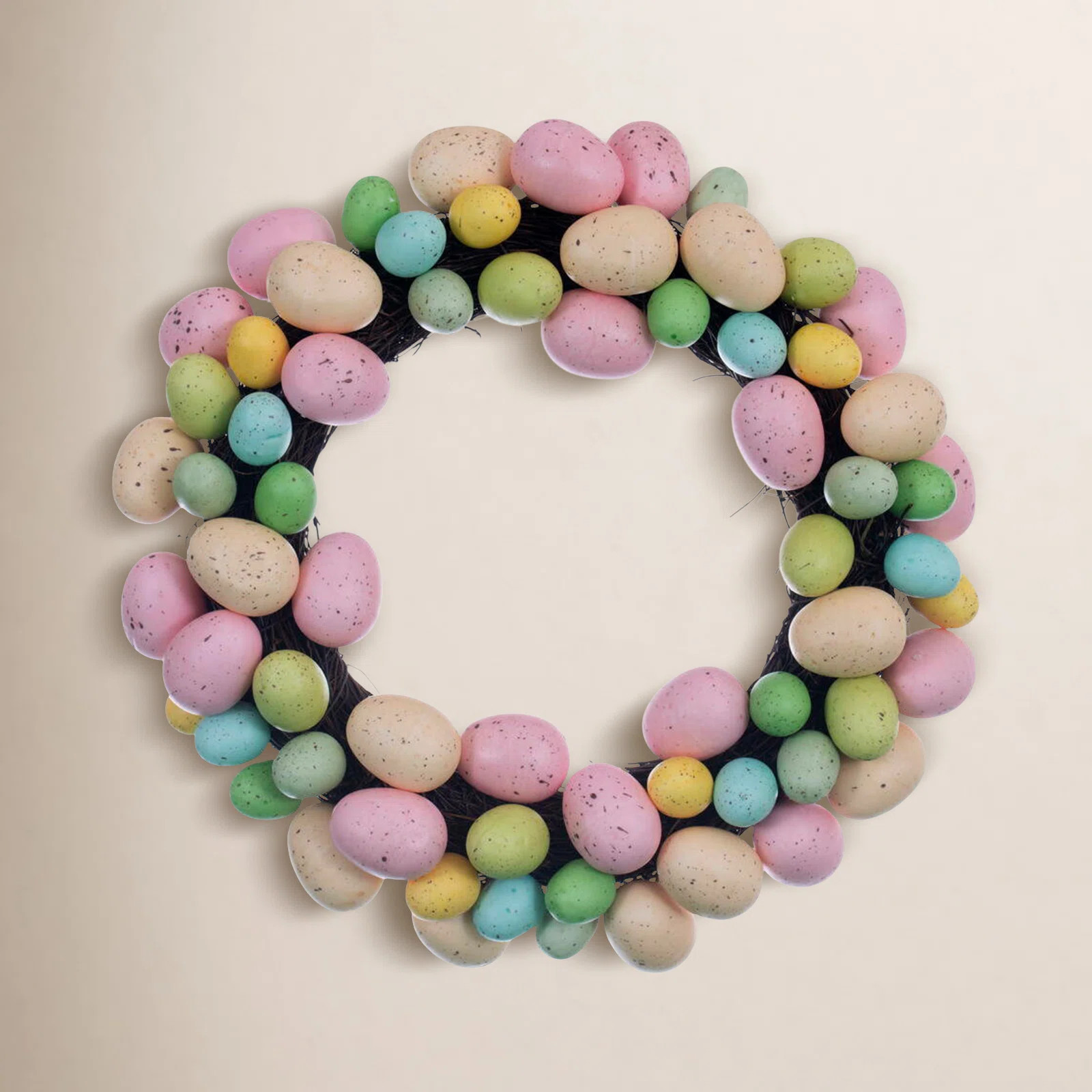 13" Artificial Pastel Easter Egg Wreath on a grapevine base. | Birch Lane