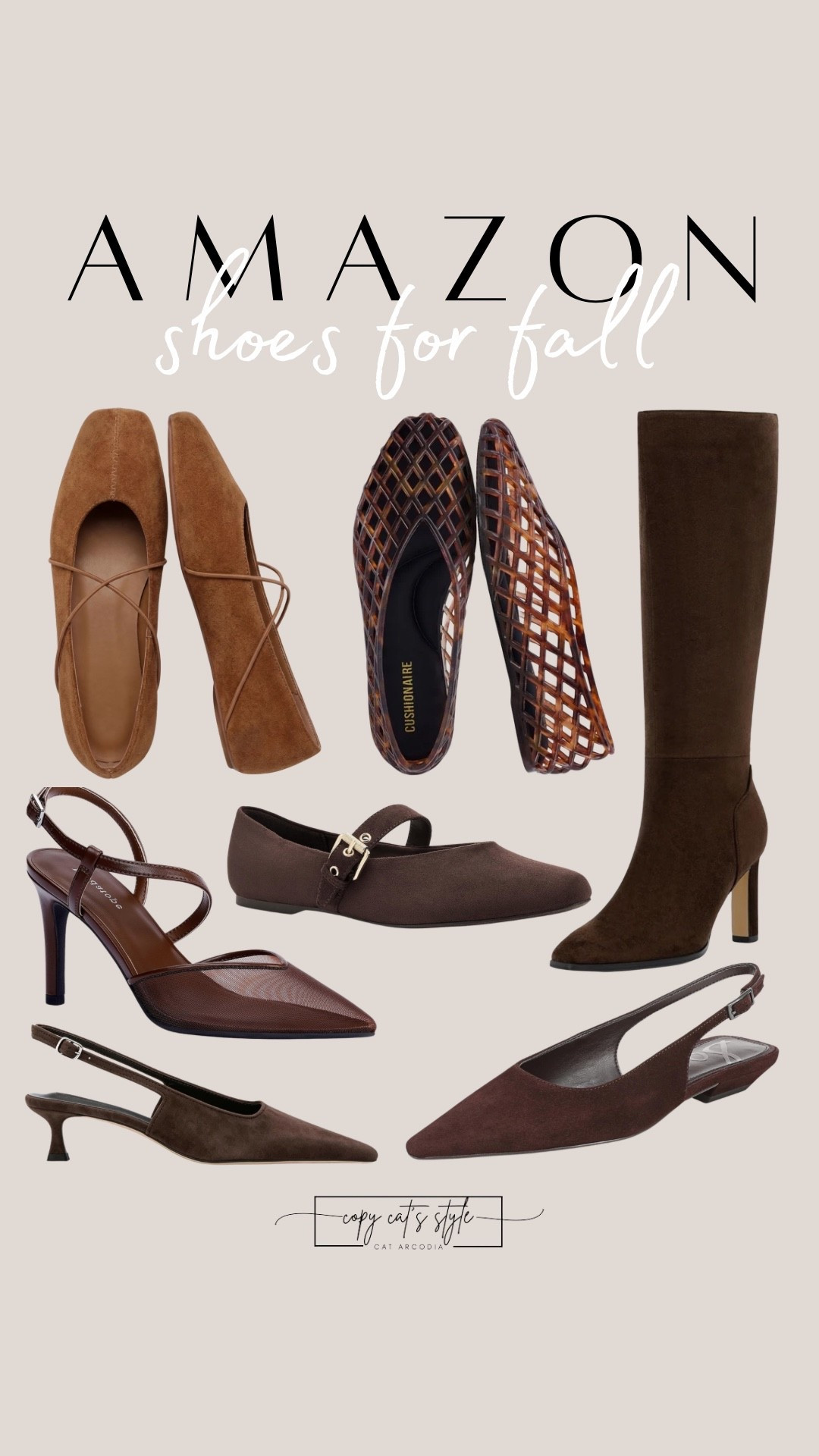 Amazon shoes for fall. Brown boots, brown flats, heels, kitten heal.

#LTKMidsize #LTKPlusSize #LTKTall