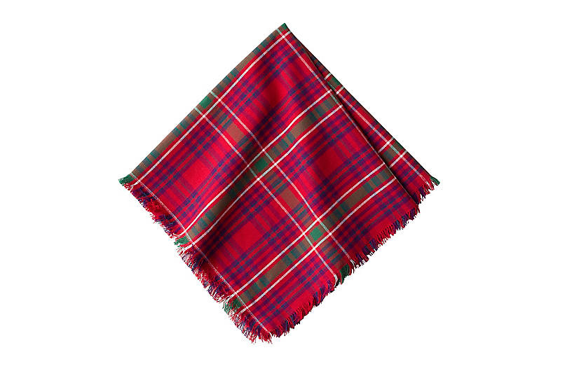 Christmas Tartan Dinner Napkin, Red/Multi | One Kings Lane