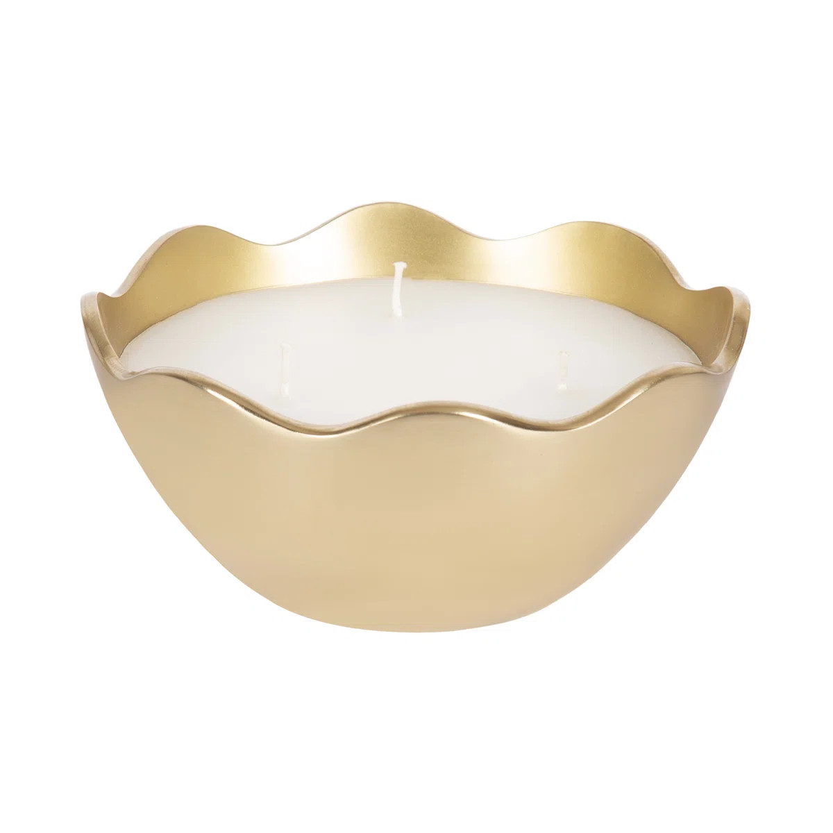 Ronni Scalloped Round Metal Three-Wick Unscented Candle Bowl | Wayfair North America