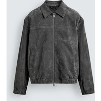 Zara - Suede Leather Jacket - Gray - S - Man | Zara US