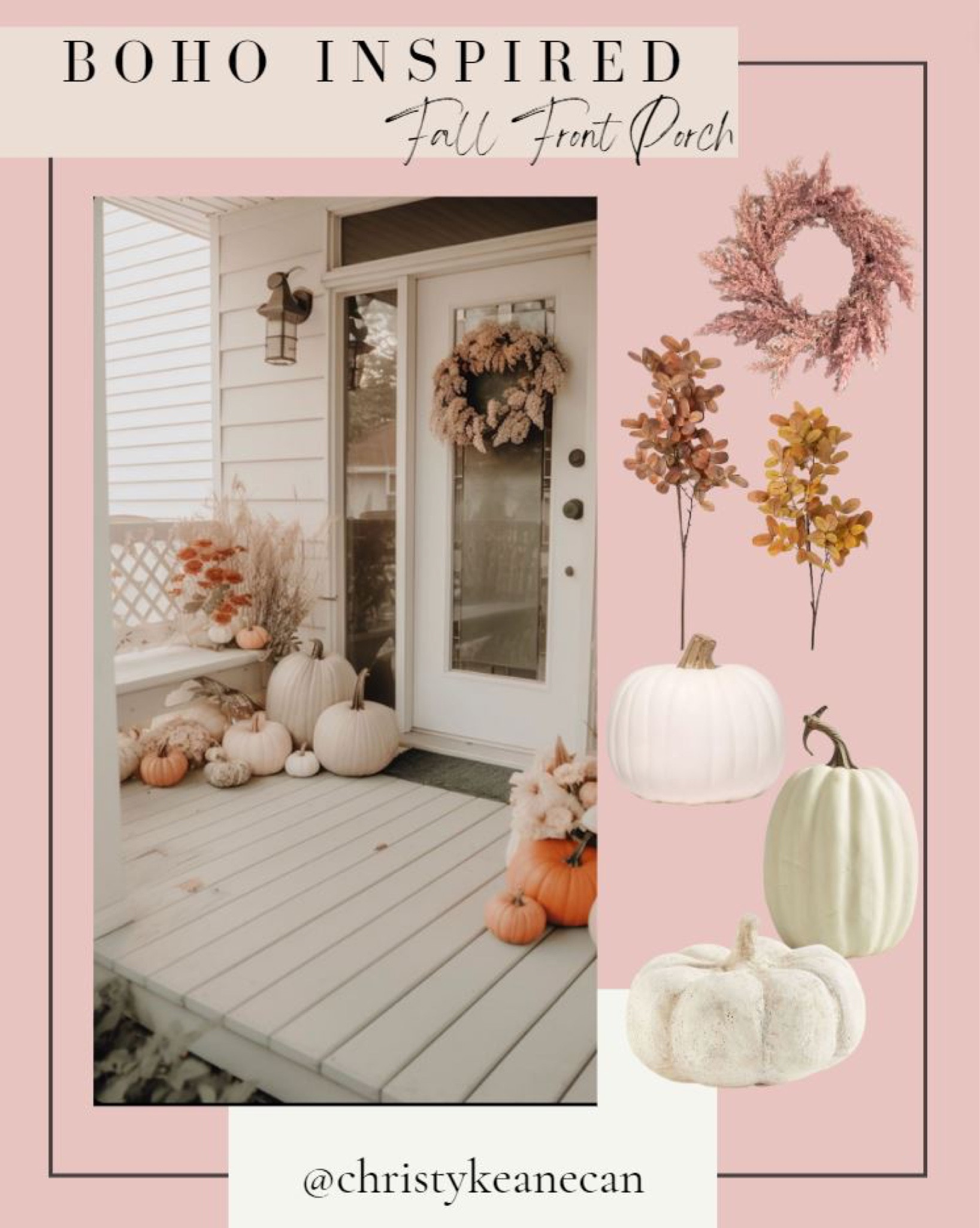 🍂Fall Front Porch Boho Bliss
Shop all the pieces I’d use to recreate this beautiful boho autumnal scene.  From the perfect white pumpkins to the touch of pink in the wreath, each item adds a touch of fall charm - boho style. 

#fallfrontporch #bohofall #falldecor #bohoinspired 

#LTKHoliday #LTKhome #LTKSeasonal