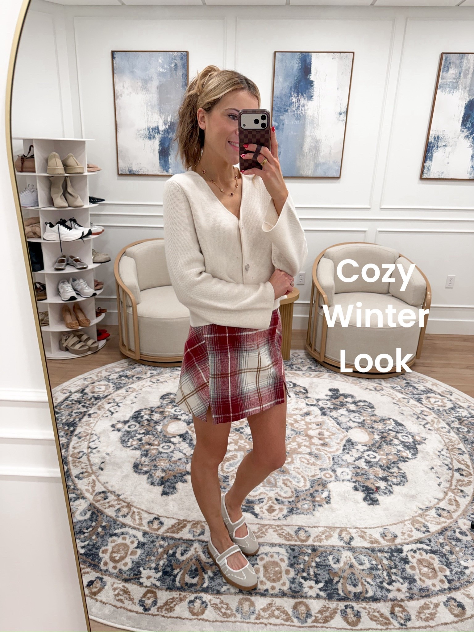 This plaid skirt pairs perfectly with a soft cream sweater — such an easy outfit that feels put together without trying too hard. Perfect for casual days, holiday outings, or date night! I’m wearing a size small

#LTKFindsUnder100 #LTKSeasonal #LTKWorkwear