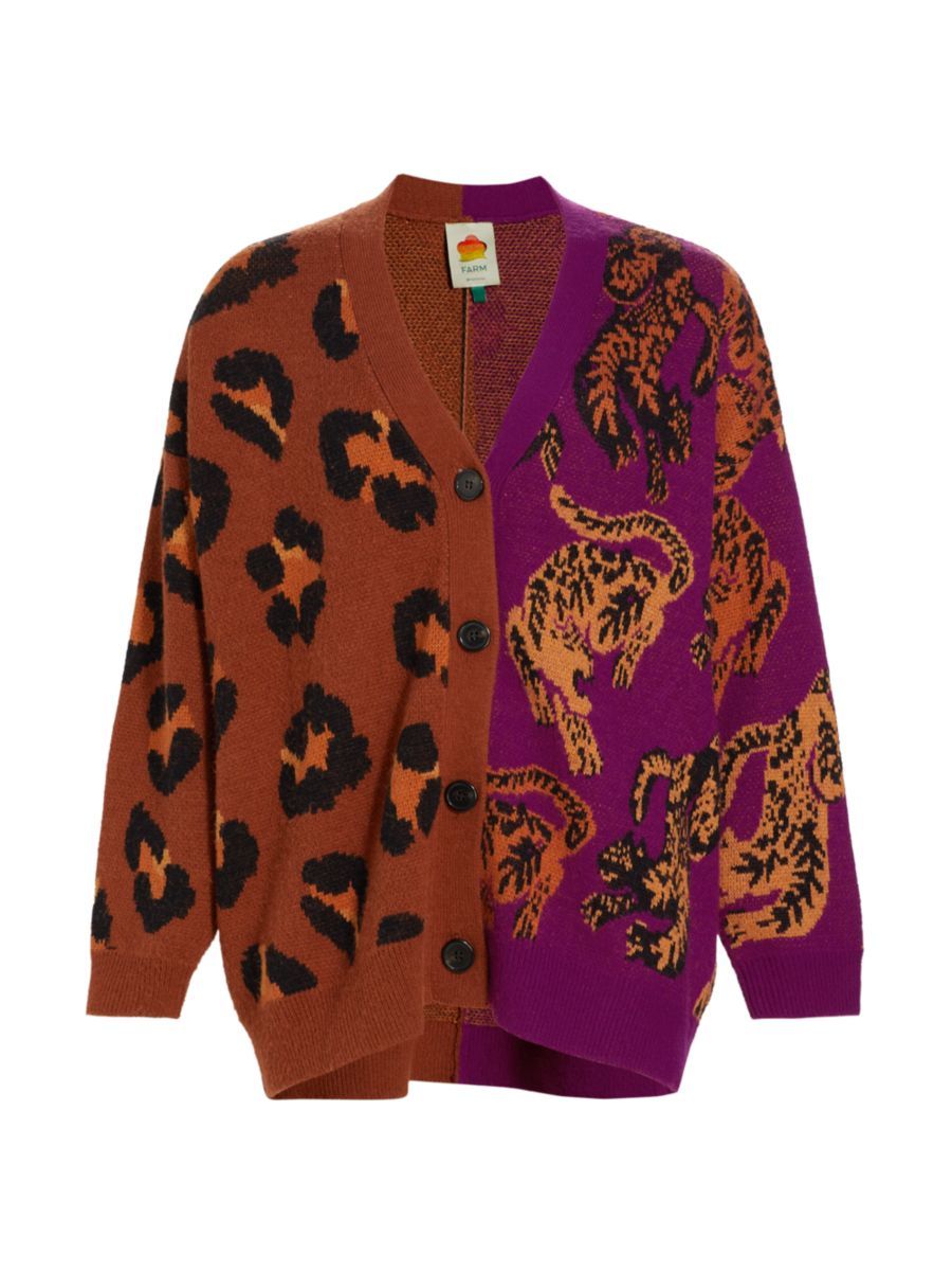 Farm Rio Mixed Wild Leopards Cardigan | Saks Fifth Avenue