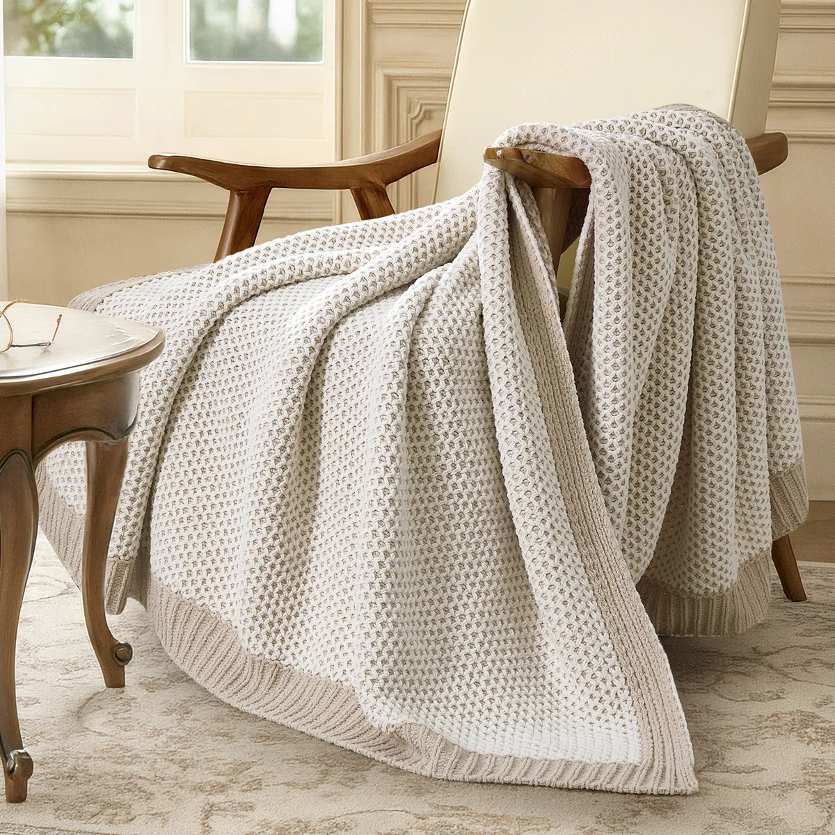 Amélie Home Chenille Honeycomb Knit Throw Blanket, Reversible Cozy Decorative Blanket, Lightweig... | Wayfair North America