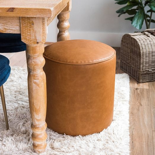 Isla Leather Ottoman | West Elm (US)
