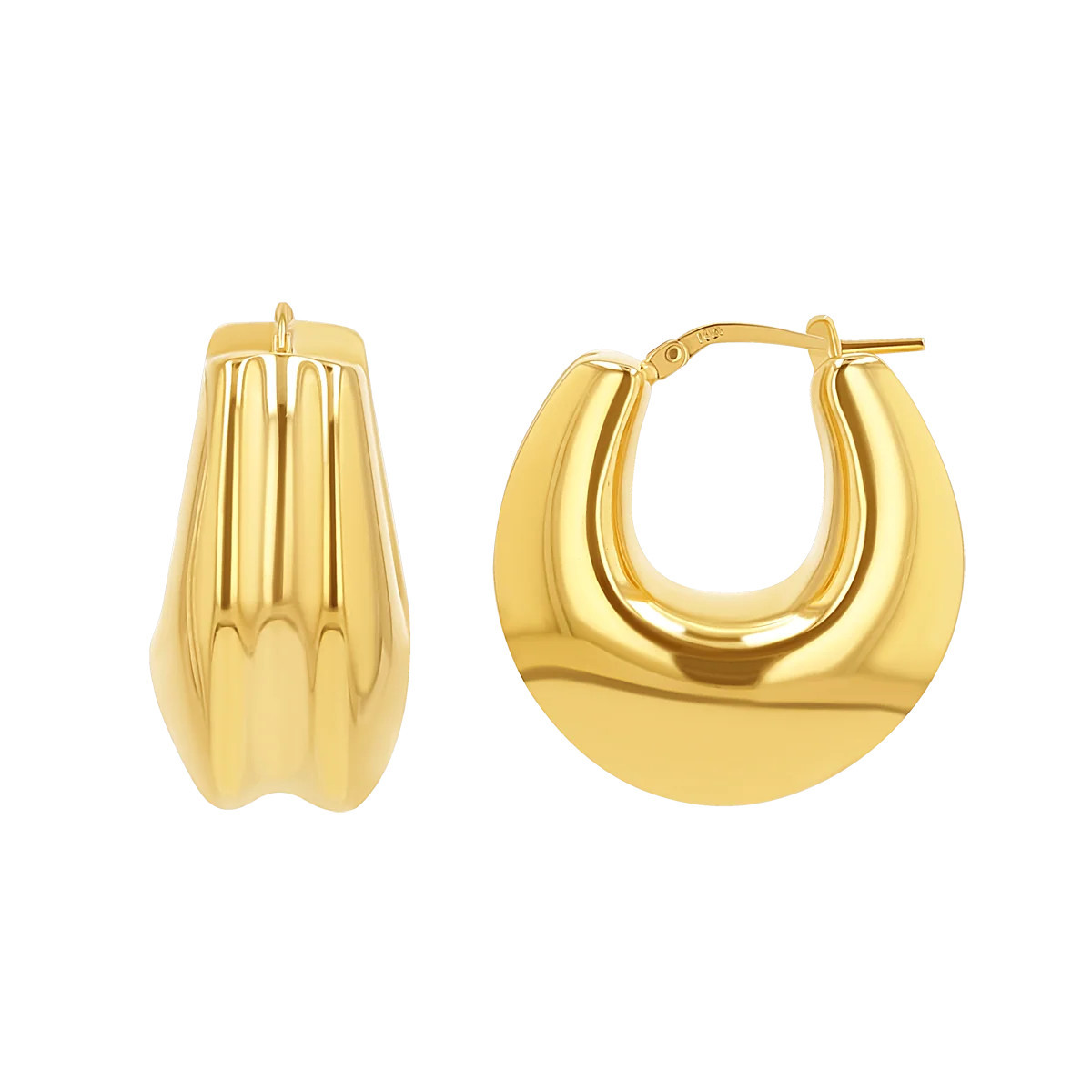 Chunky Deco Hoop Earrings | Baby Gold