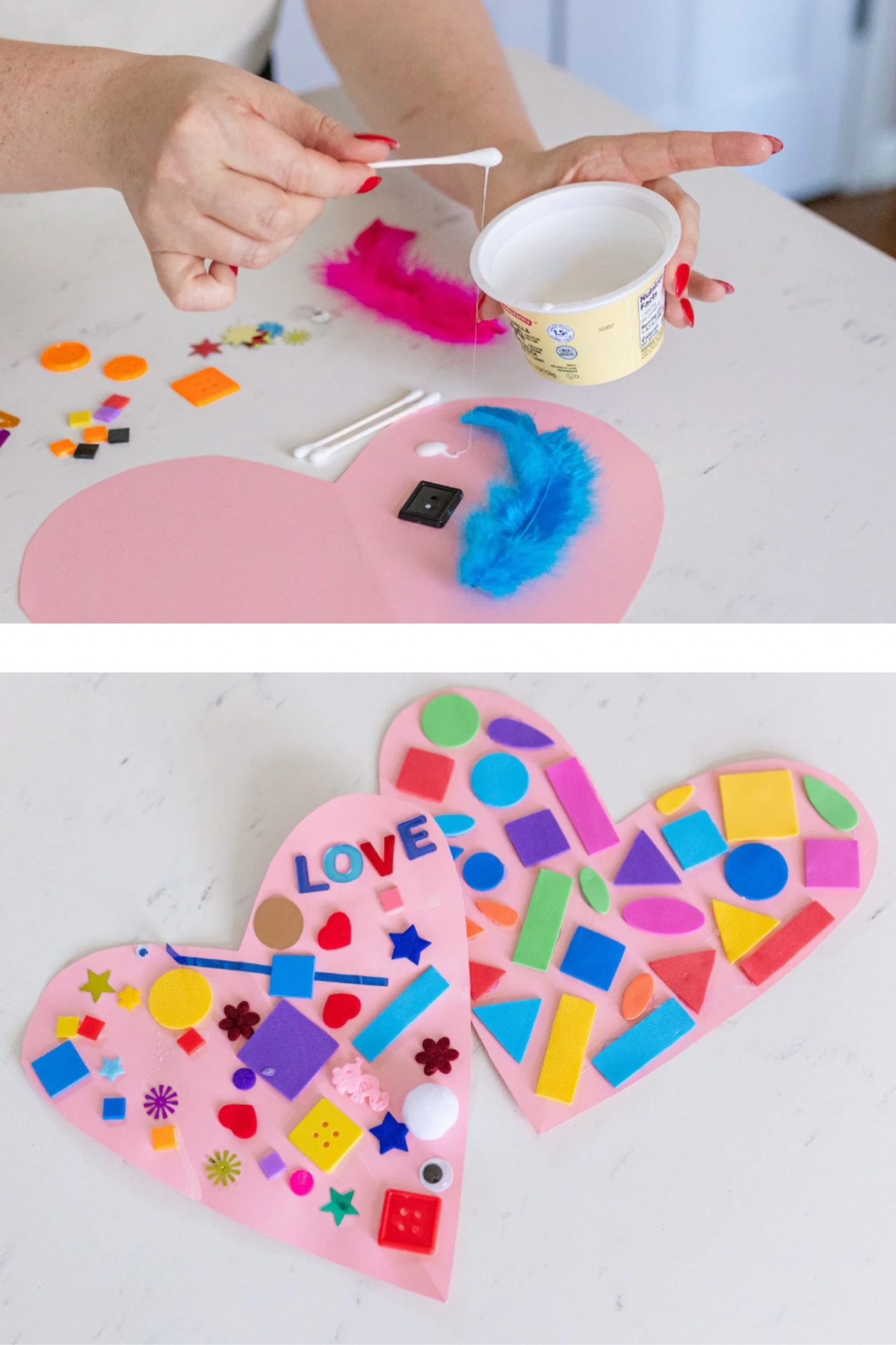 Kids craft! Easy preschool art project - collage hearts! Perfect for Valentine’s Day parties with kids!

#LTKFamily #LTKKids #LTKParties